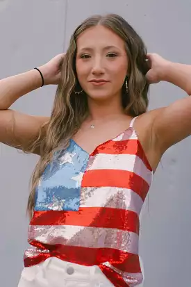 American Flag Sequin Cami