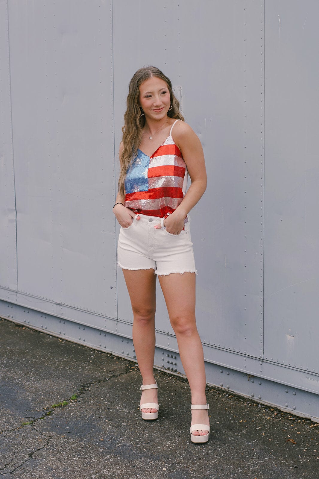 American Flag Sequin Cami