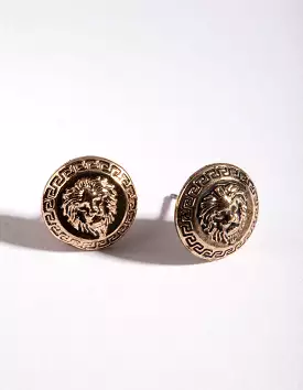 Antique Gold Lion Stud Earrings