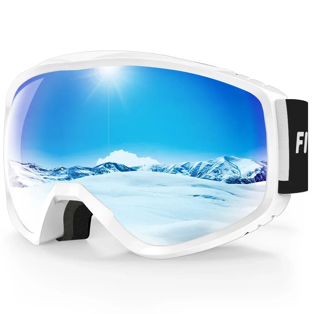 Ashore Ski Shop Adult Ski Goggles OTG - Wear Glasses Ski Goggles for Men and Women Anti-fog 100% Anti UV Line Wide Field of 180°