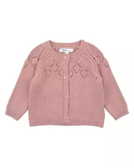 Bebe Aubrey Needle Out Knitted Cardigan - Dusky Pink