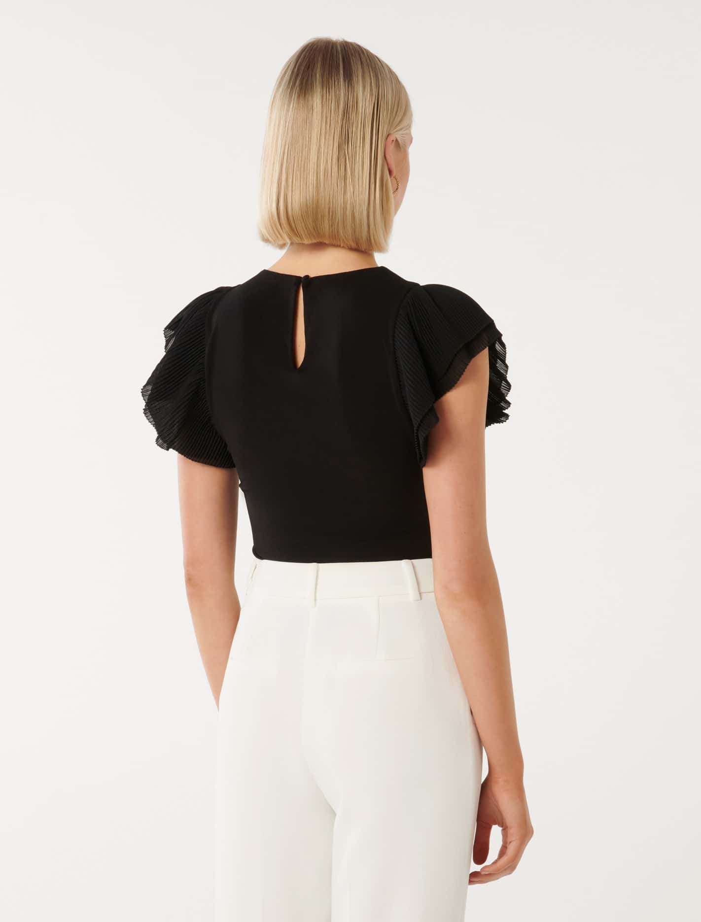 Beth Pleated Flutter Sleeve Top