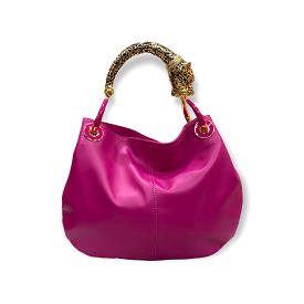 BORSA PICCOLA IN MORBIDA PELLE FUCHSIA CON MANICO GIAGUARO