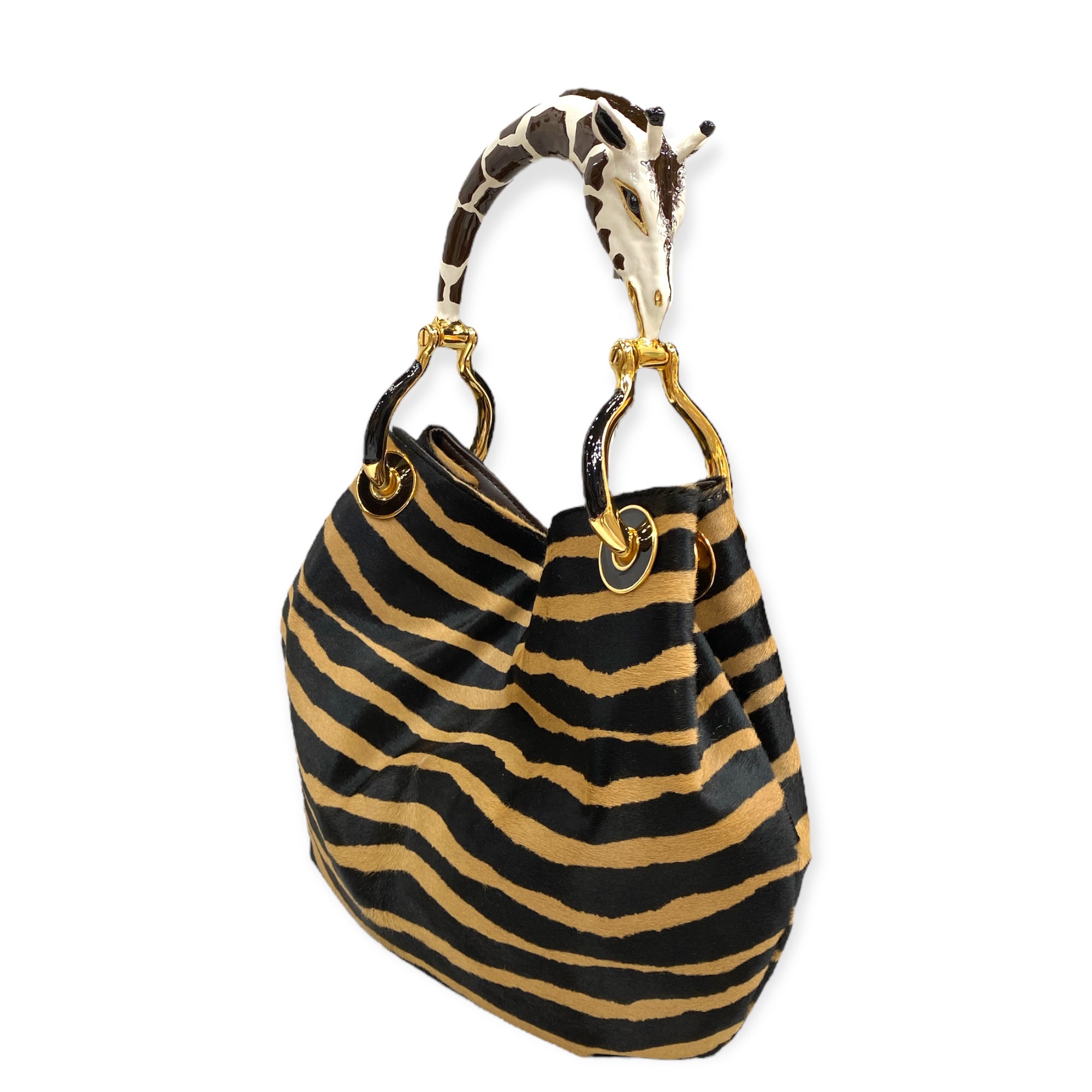 BORSA PICCOLA IN PELLE STAMPATA CON MANICO GIRAFFA