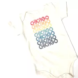 Chicago Rainbow Retro Repeat Onesie: 6 Months