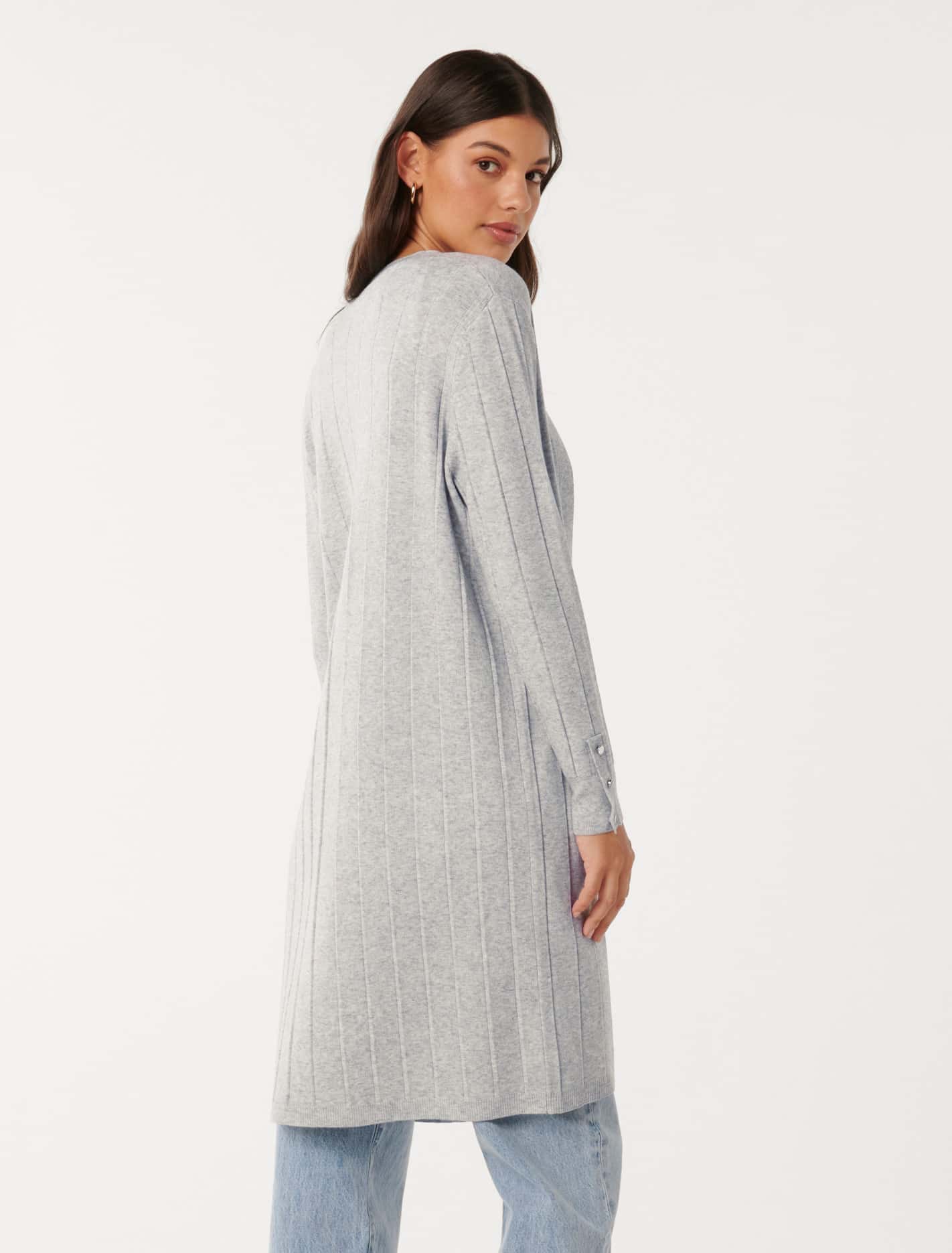 Daphne Long Line Ribbed Cardigan