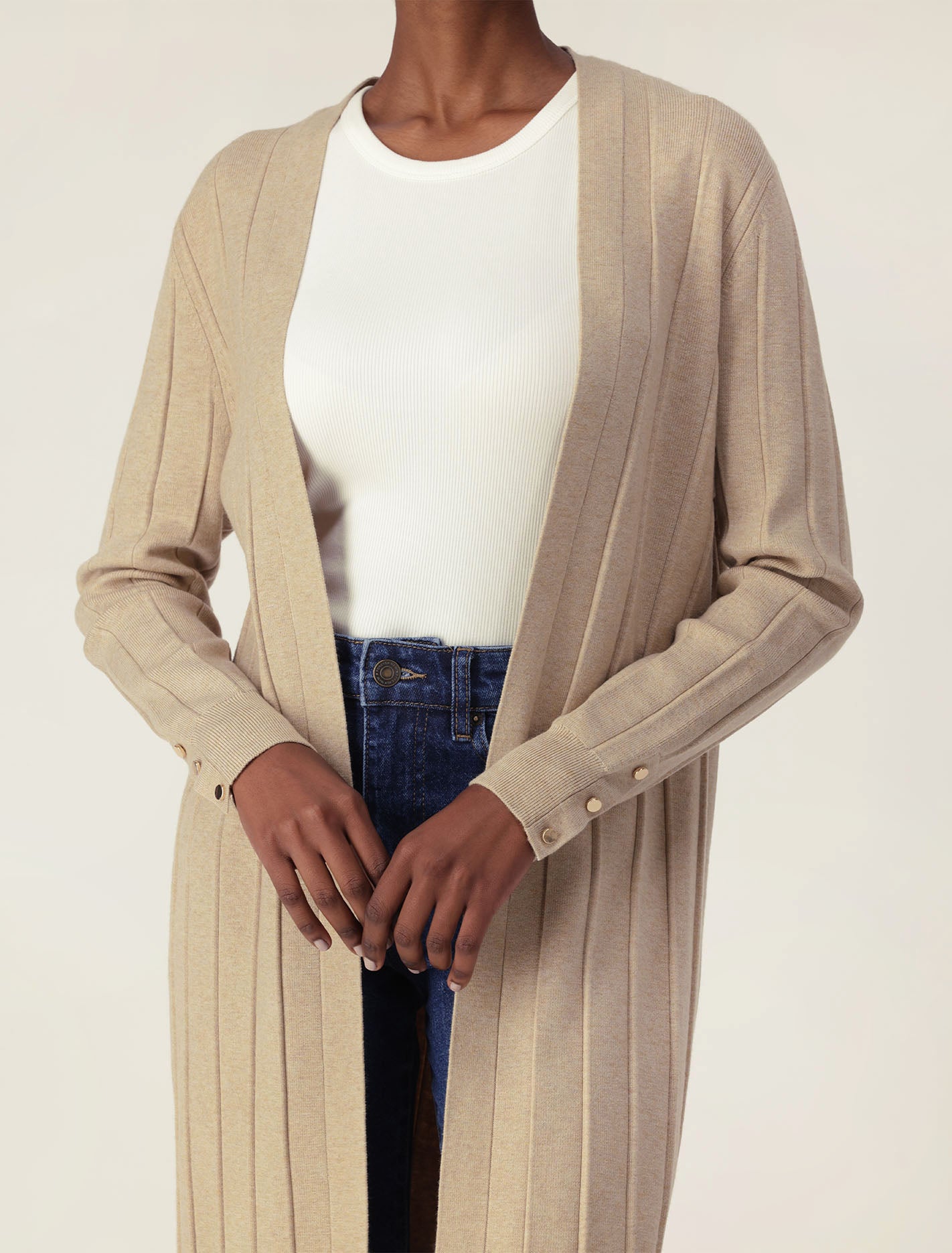 Daphne Long Line Ribbed Cardigan