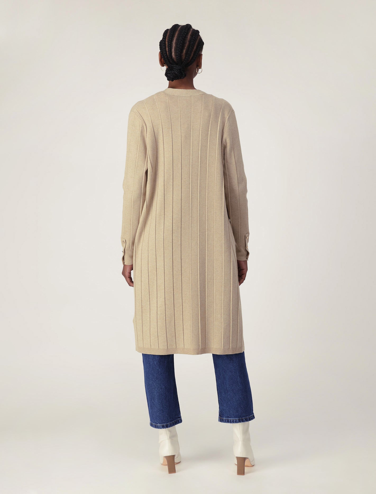 Daphne Long Line Ribbed Cardigan