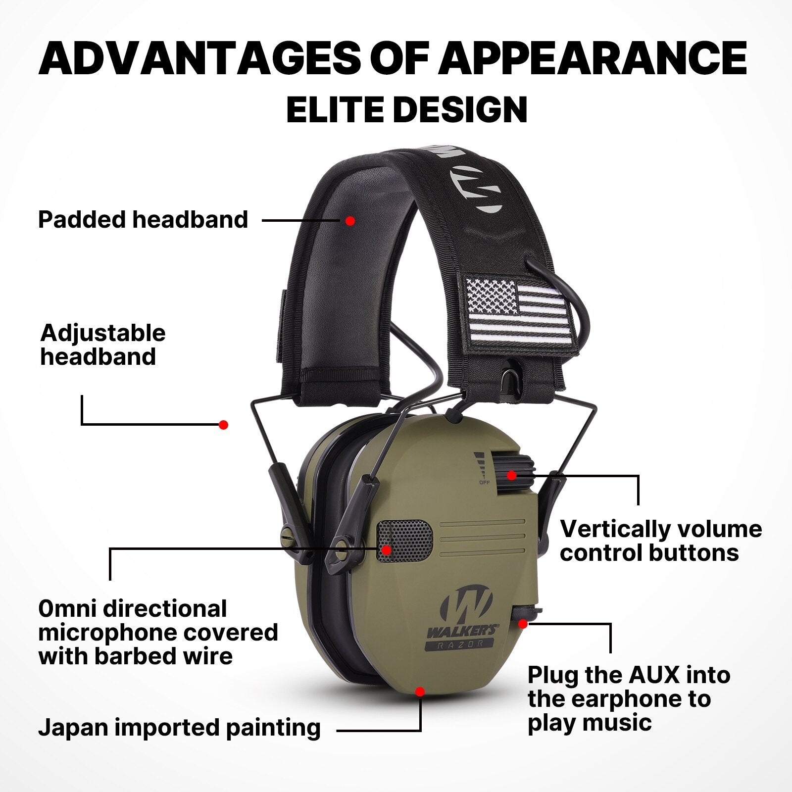 Earmuffs Active Headphones for Shooting Electronic Hearing Protection Ear Protect Noise Reduction Active Hunting Headphone