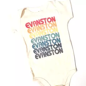 Evanston Rainbow Retro Repeat Onesie: 6 Months