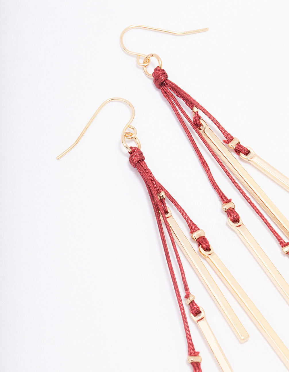 Gold Cord Tassel Drop Earrings