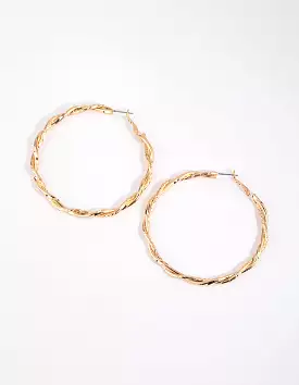 Gold Double Twist Hoop Earrings