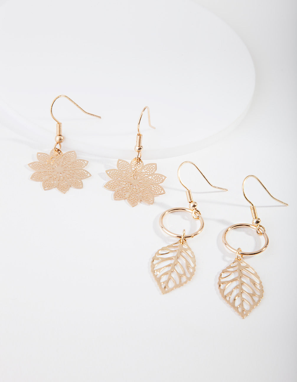 Gold Leaf Layered Earrings