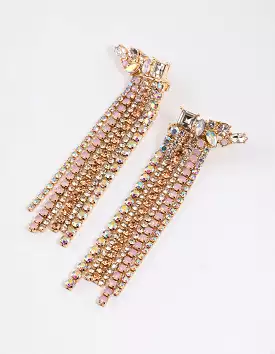 Gold Mixed Stone Cluster Drop Earrings