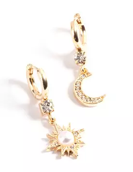 Gold Pearl Mix Match Celestial Earrings