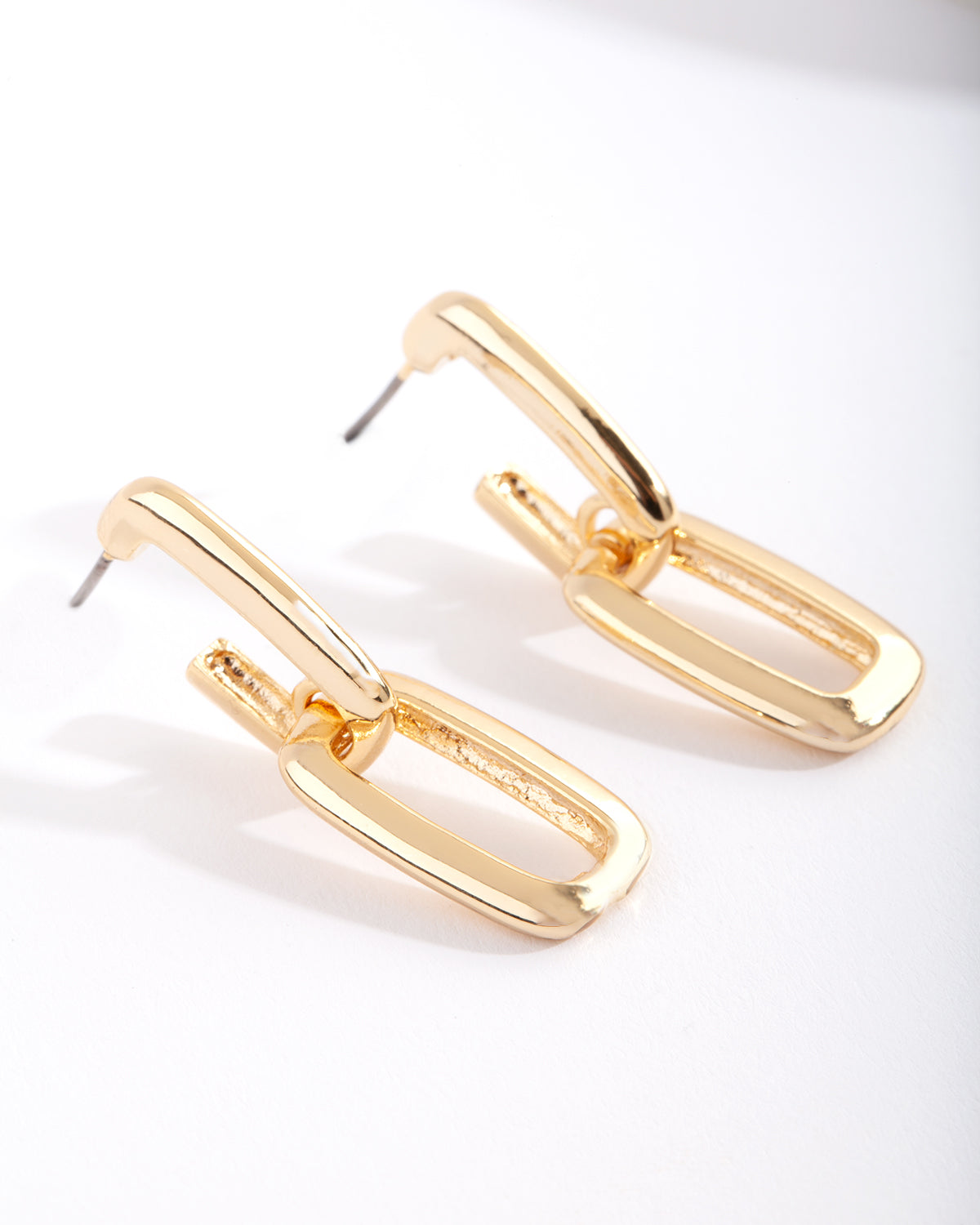 Gold Plated Chunky Link Drop Earrings