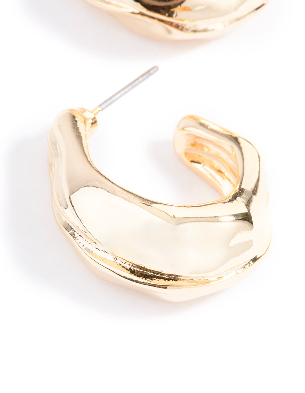 Gold Plated Medium Molten Hoop Earrings