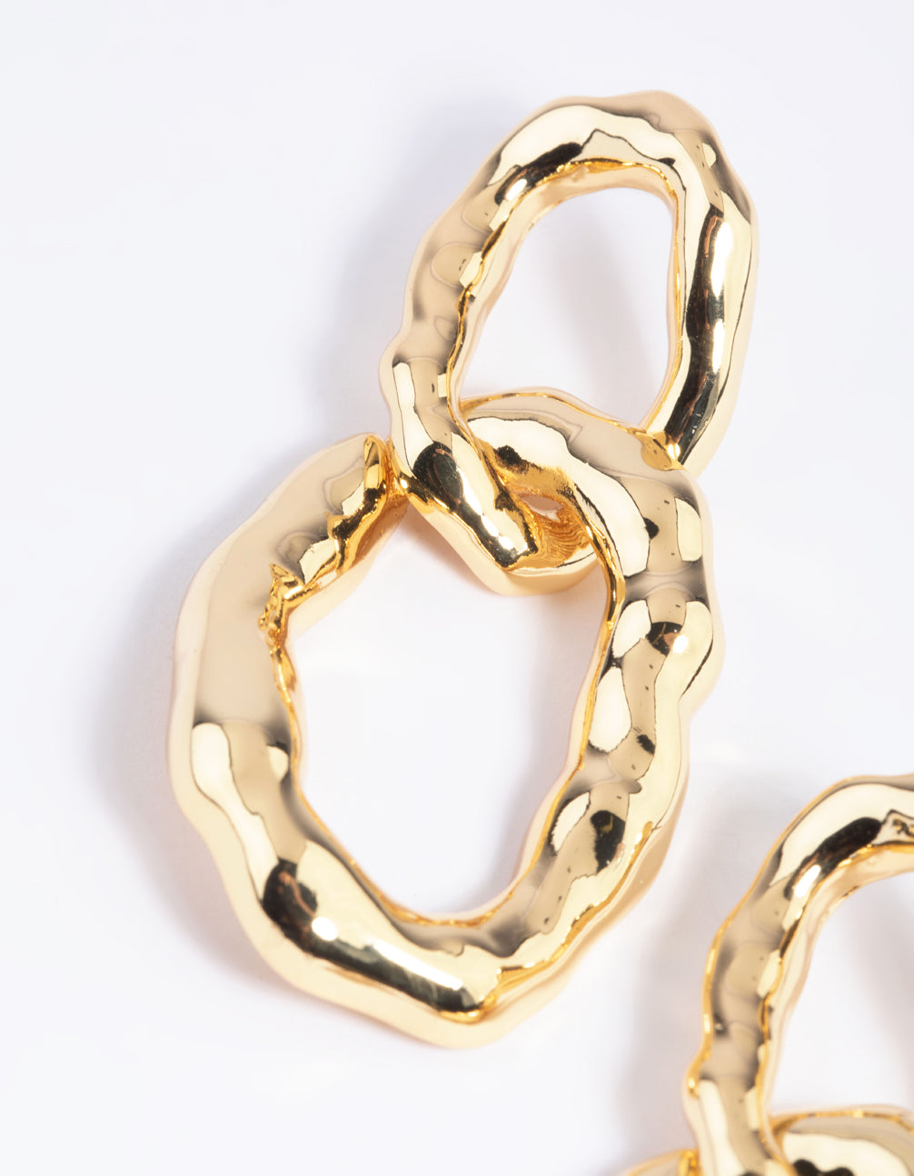 Gold Plated Molten Link Drop Earrings