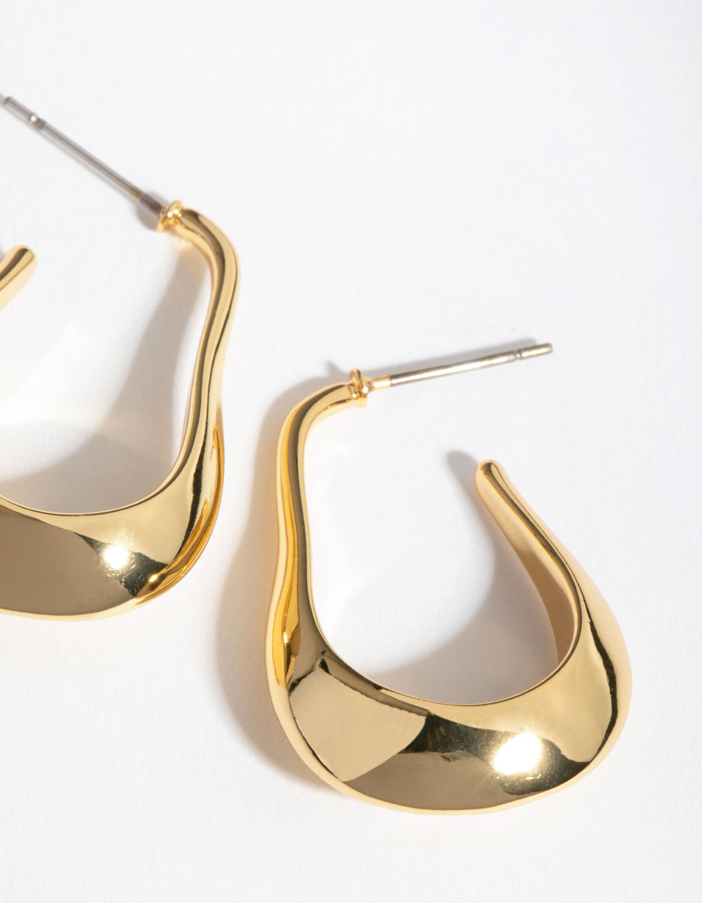 Gold Plated Rectangle Wide Hoop Earrings