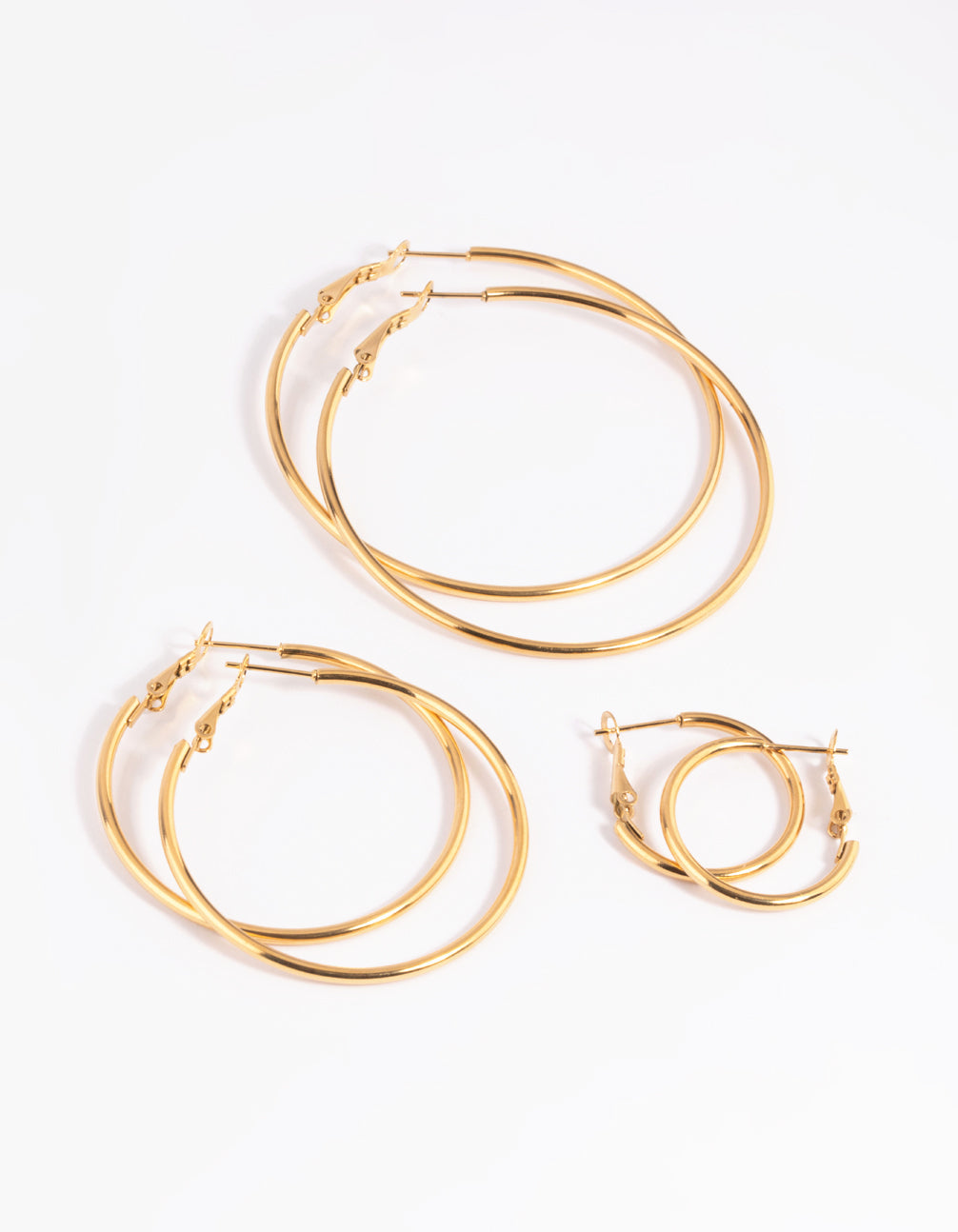 Gold Plated Stainless Steel Thin Hoop Earring Pack