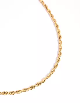 Gold Plated Stainless Steel Twisted Chain Necklace