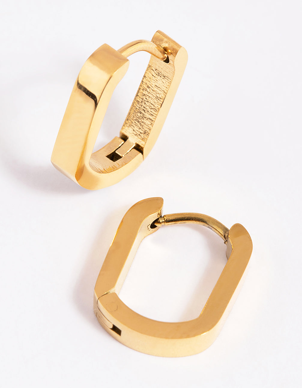 Gold Plated Surgical Steel Oval Huggie Hoop Earrings