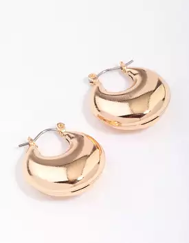 Gold Puffy Stretch Hoop Earrings