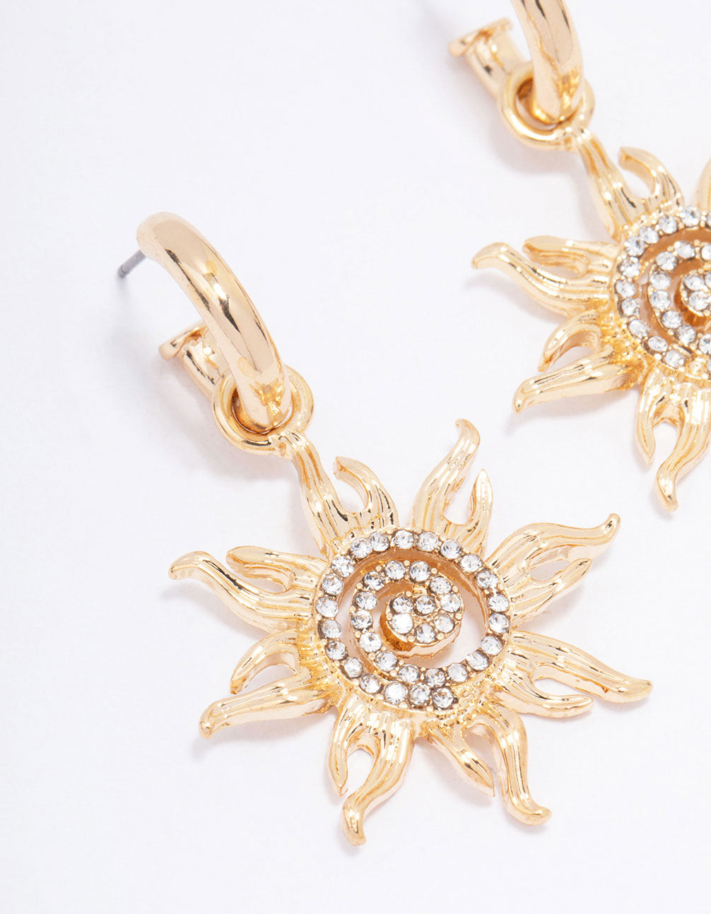 Gold Swirling Sun Drop Earrings