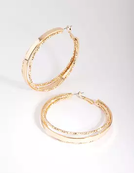 Gold Textured Hoop Earrings