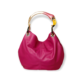 GRANDE BORSA IN MORBIDA PELLE FUCHSIA CON MANICO FENICOTTERO