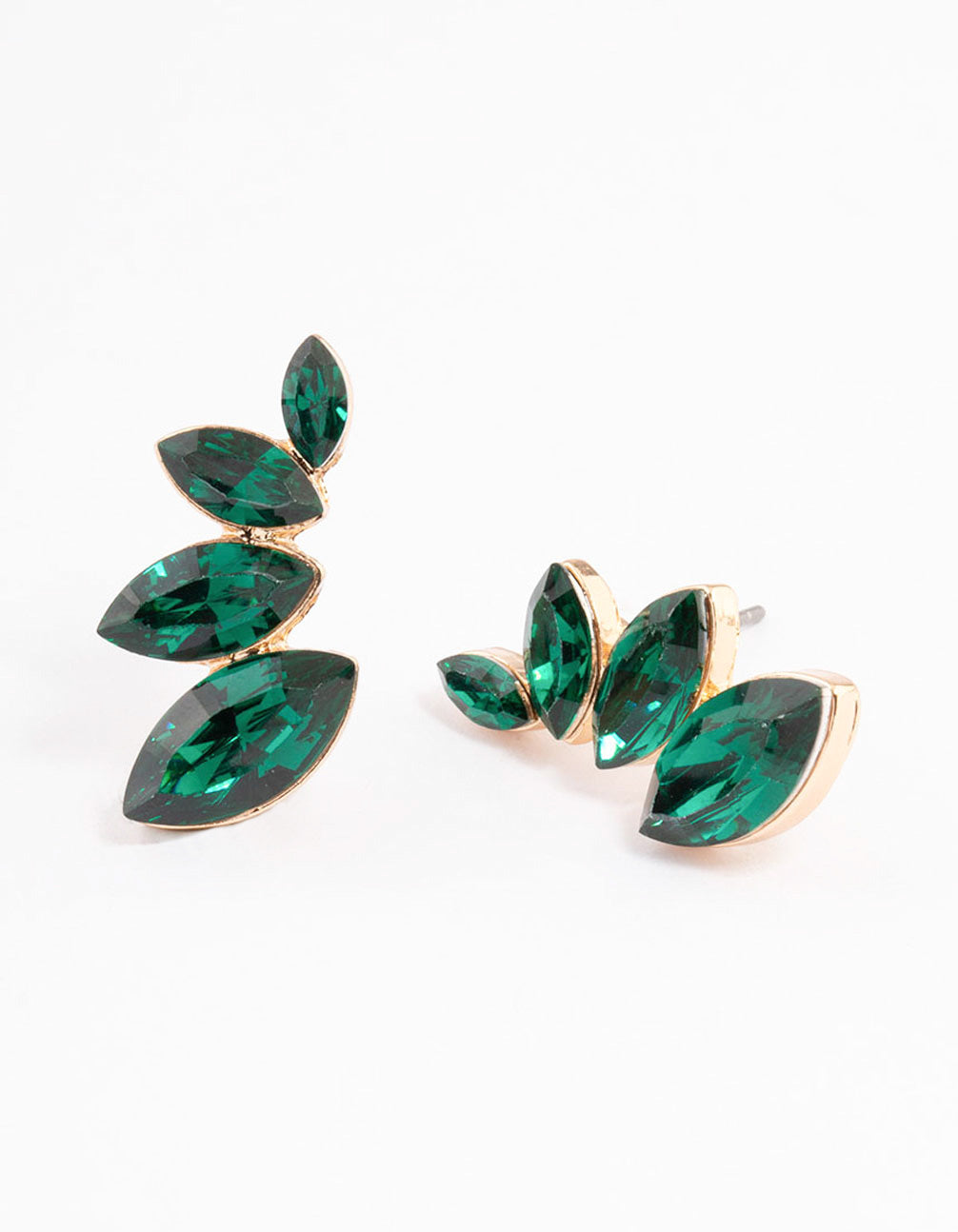 Green Graduated Marquise Stud Earrings