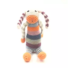 Hand-Knit Stripey Bunny Rattle