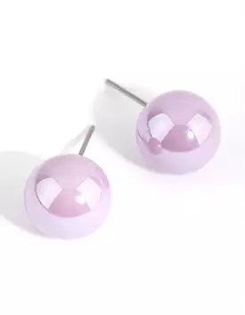 Matte Purple Ball Stud Earrings