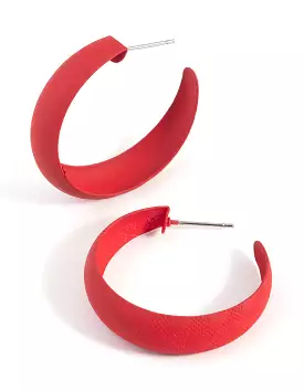 Matte Red Hoop Earrings