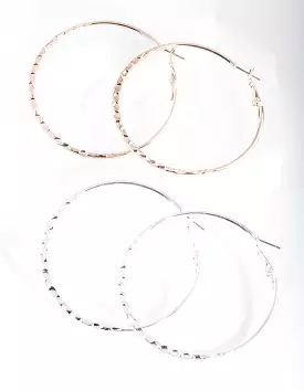 Mixed Metal Textured Hoop Earring Pack