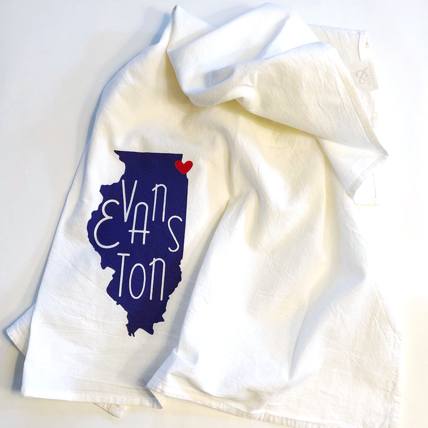 Navy Evanston, IL Love Tea Towel