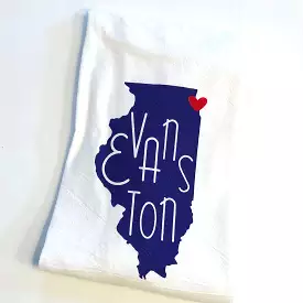 Navy Evanston, IL Love Tea Towel