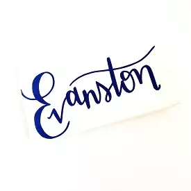 Navy Evanston Script Tea Towel