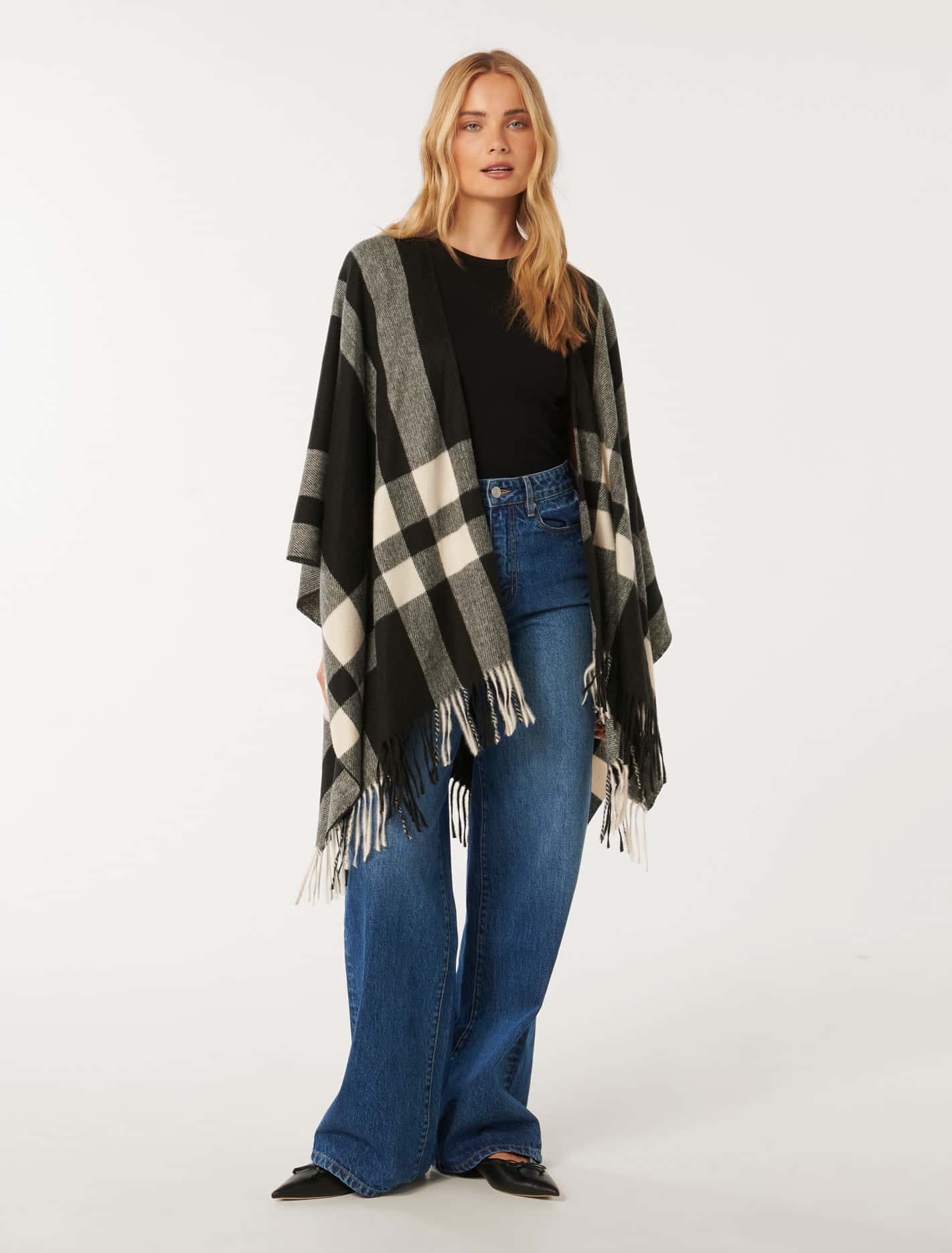 Olivia Check Wrap Cape