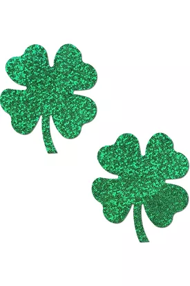 Pastease Shamrock Nipple Pasties - Green Glitter