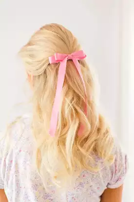 Pink Satin Double Hair Bow