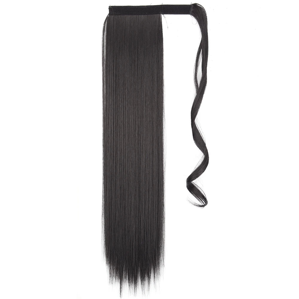 Pony Tail Fig Long Straight Ponytail Hair Synthetic Extensions Heat Resistant Hair 22 34inch Wrap Around Pony Hairpiece for Wome