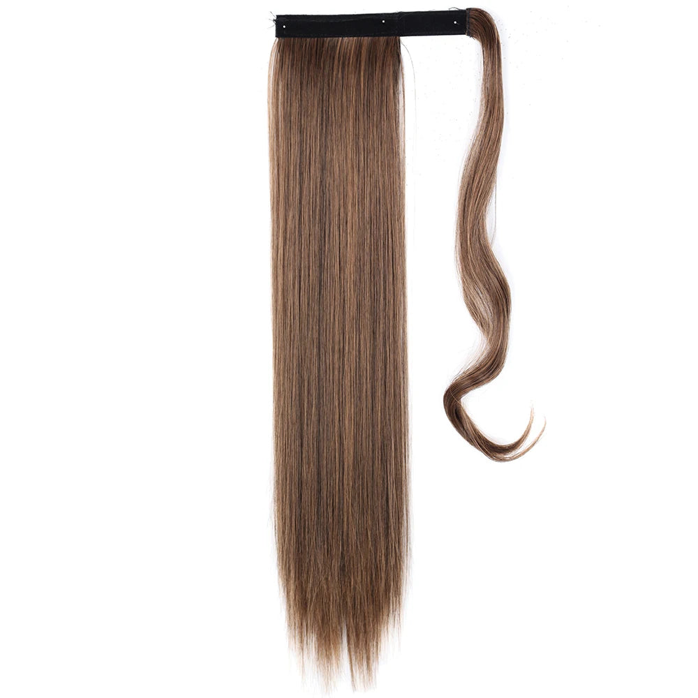 Pony Tail Fig Long Straight Ponytail Hair Synthetic Extensions Heat Resistant Hair 22 34inch Wrap Around Pony Hairpiece for Wome