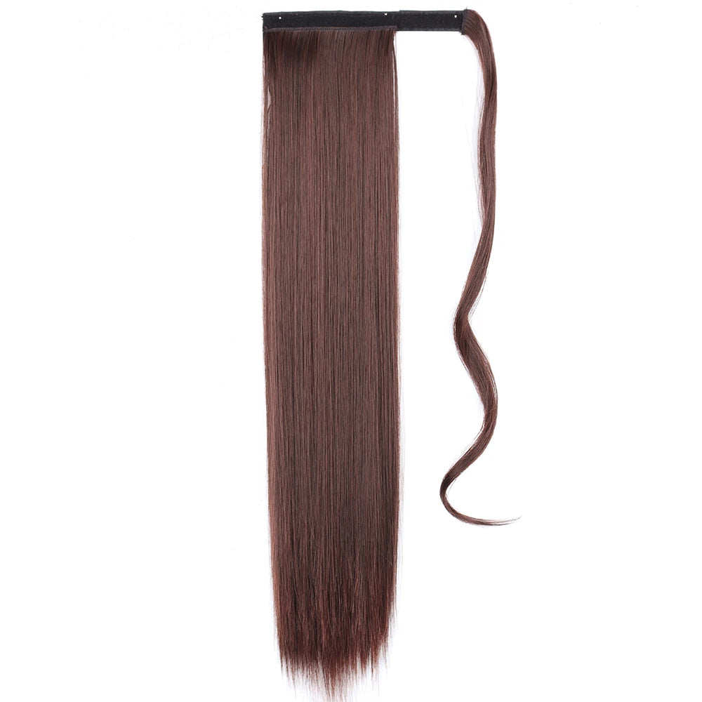 Pony Tail Fig Long Straight Ponytail Hair Synthetic Extensions Heat Resistant Hair 22 34inch Wrap Around Pony Hairpiece for Wome