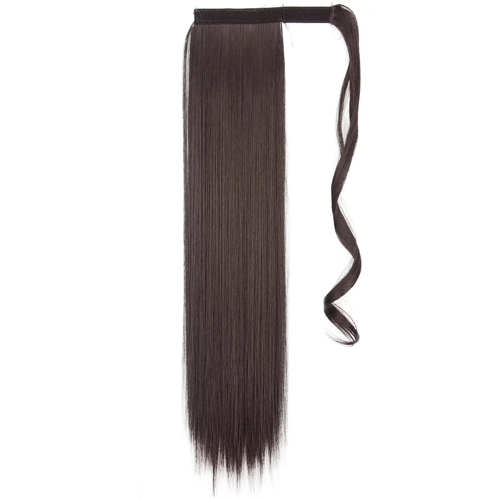 Pony Tail Fig Long Straight Ponytail Hair Synthetic Extensions Heat Resistant Hair 22 34inch Wrap Around Pony Hairpiece for Wome