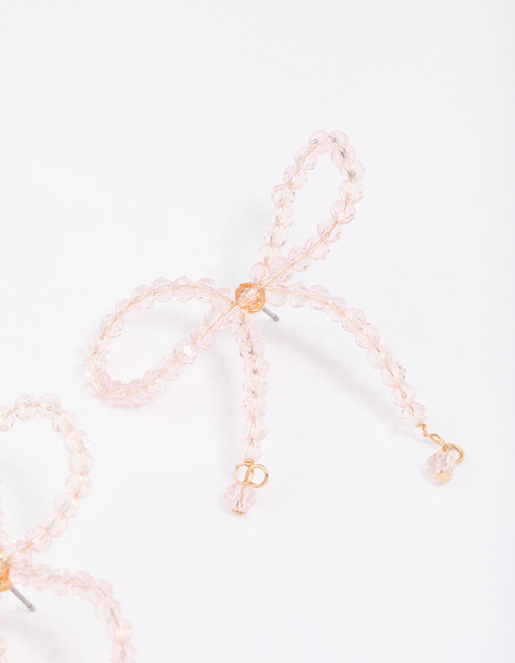 Rose Gold Beaded Bow Drop Earrings