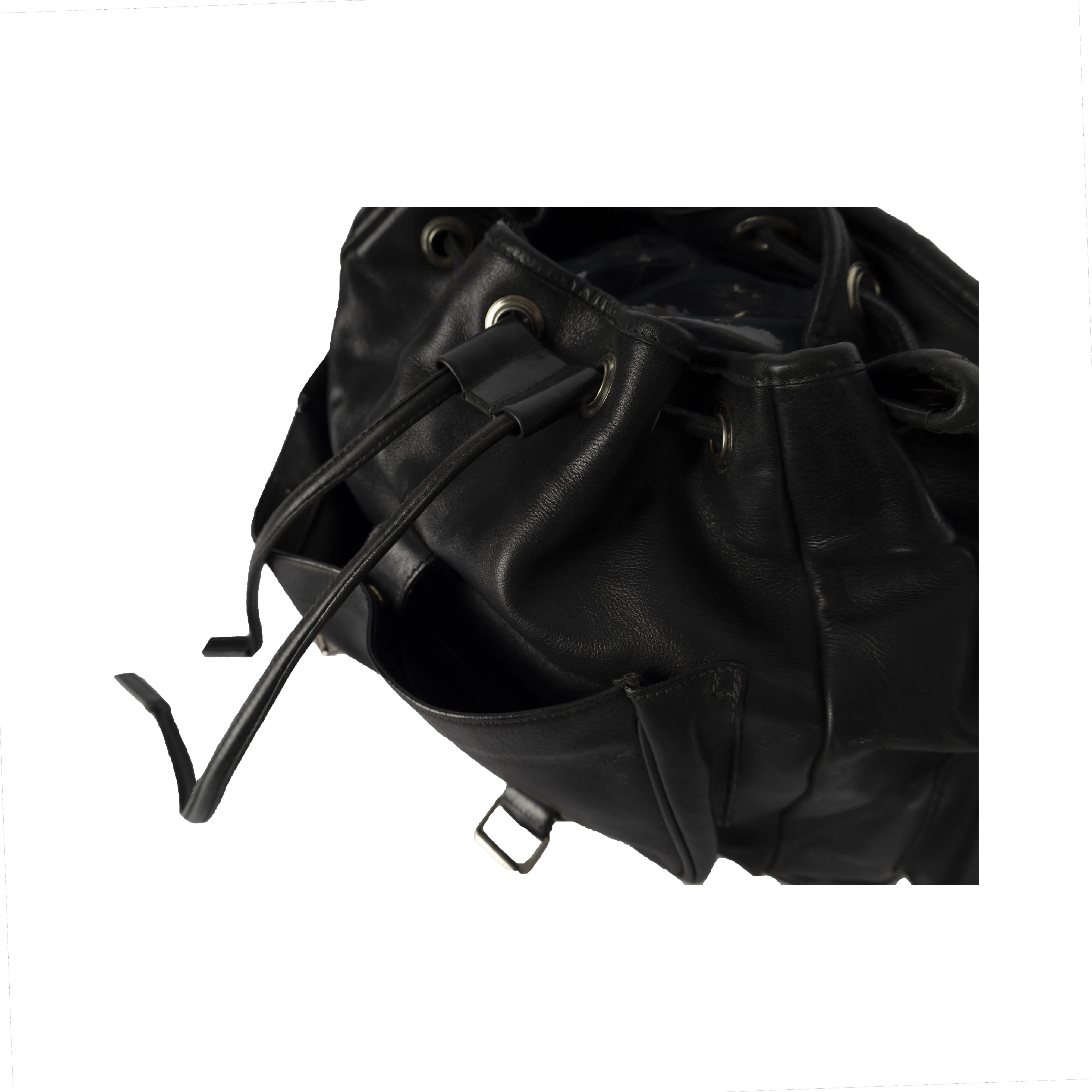 Saint Laurent Black Leather Crossbody Messenger Bag - '00s