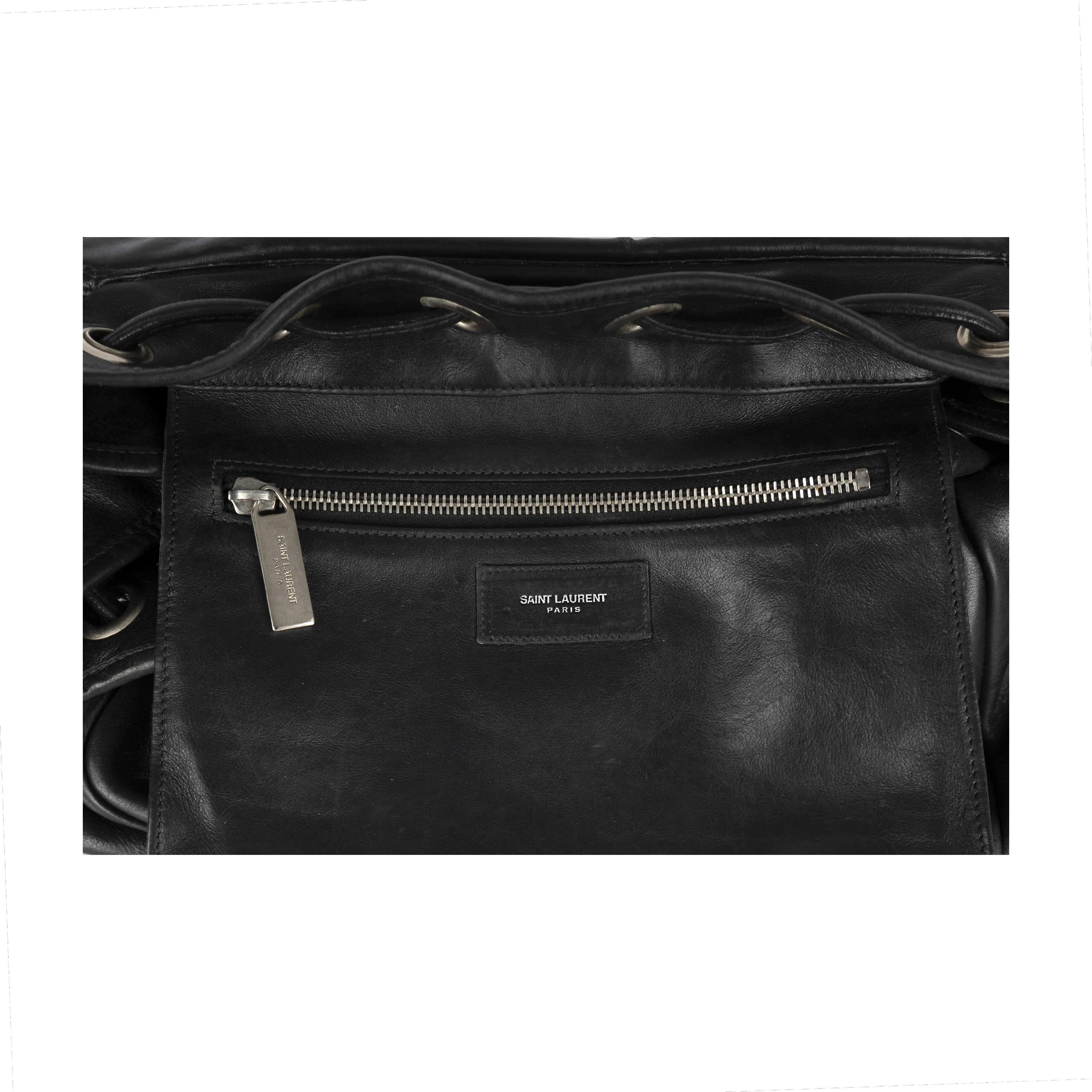 Saint Laurent Black Leather Crossbody Messenger Bag - '00s