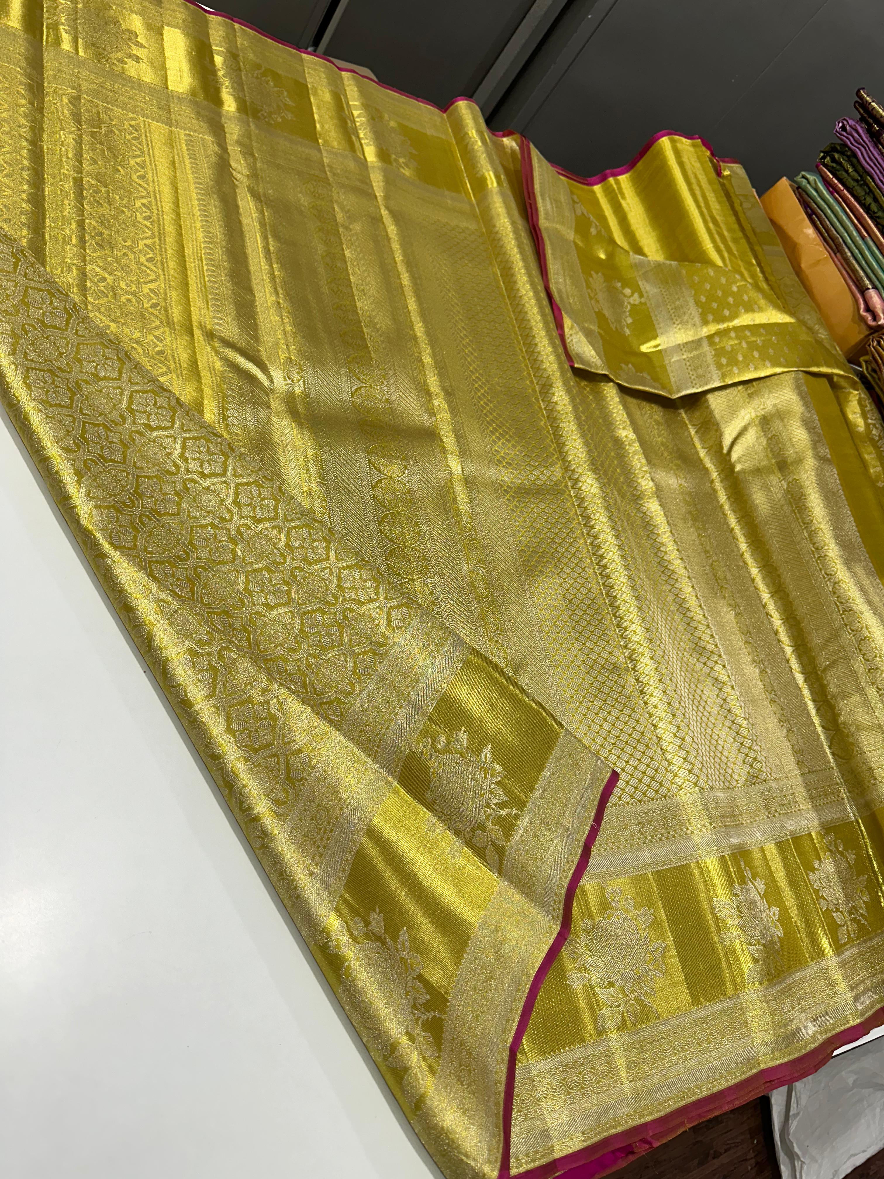 Shraddha , Pure Handloom  Golden Tissue Silk Saree for Women -SACHI001TSS