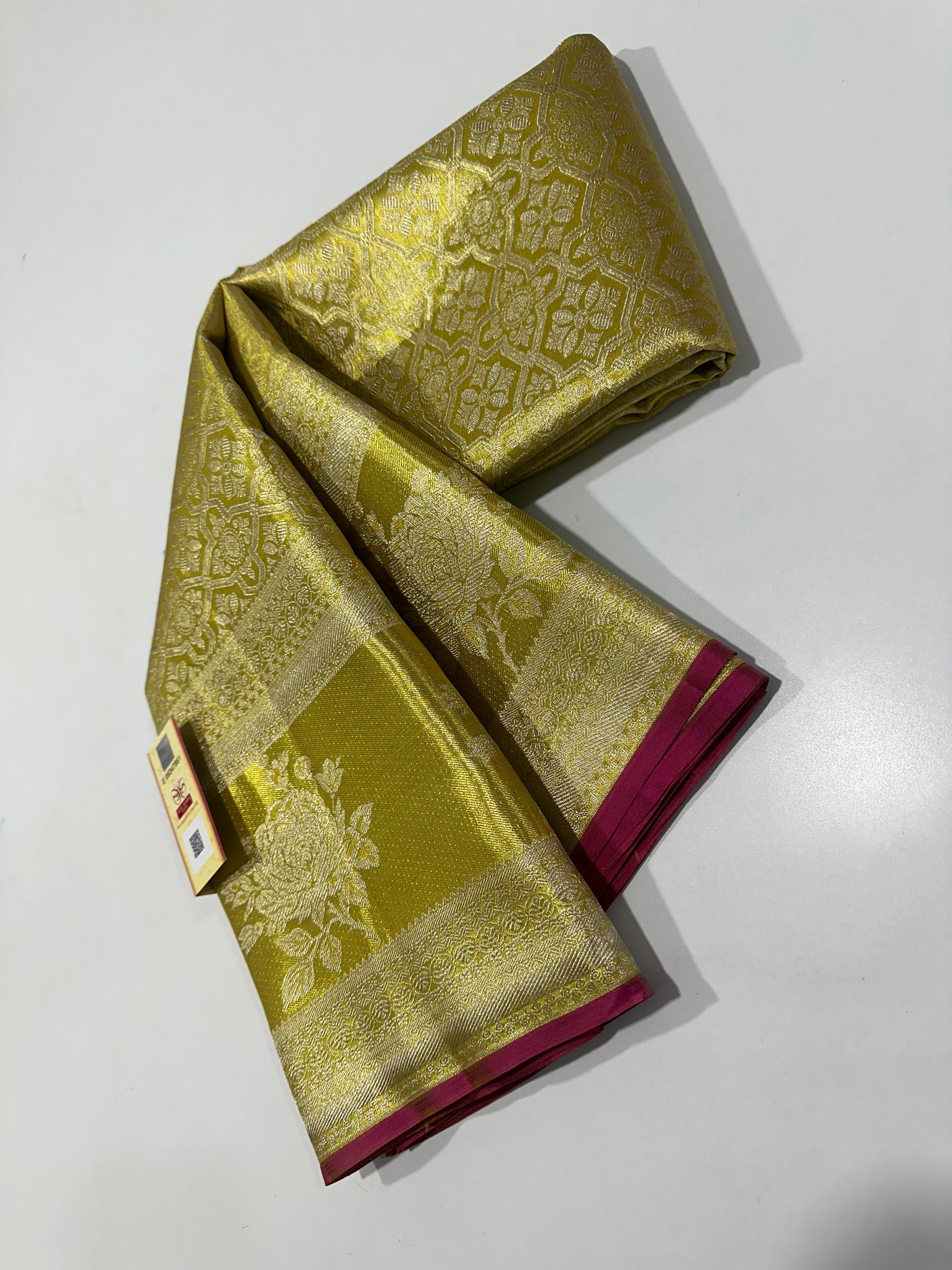 Shraddha , Pure Handloom  Golden Tissue Silk Saree for Women -SACHI001TSS